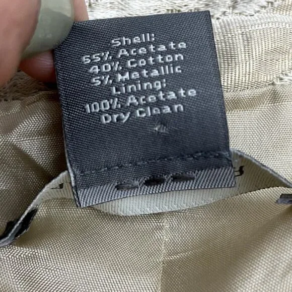 ANN TAYLOR Floral Blazer Top Womens Jacket Size 0 Cream Beige Two Button - Picture 8 of 11